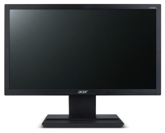 Acer V196HQL - 19 inch HD Monitor | VGA Port | Slim Bezzel | Mate Black With Stand, Power Cable and VGA Cable