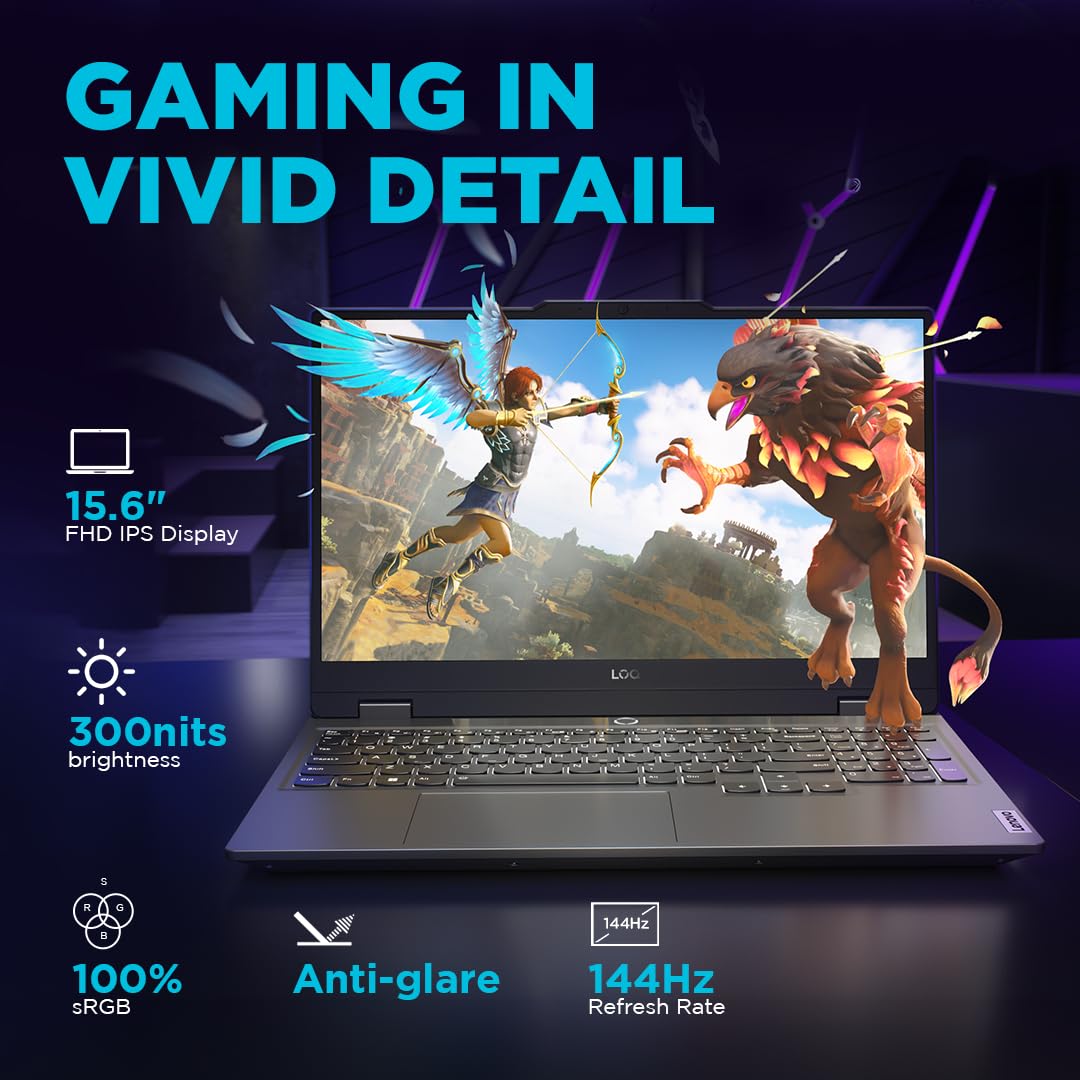 Lenovo LOQ 15 Gaming Laptop | Intel Core i5-12450HX 12th Gen | 16GB DDR5 RAM | 512GB NVMe SSD | NVIDIA RTX 2050 4GB Graphics | 15.6" FHD 144Hz Display | Windows 11 Pro | 1 Year Lenovo Care Warranty