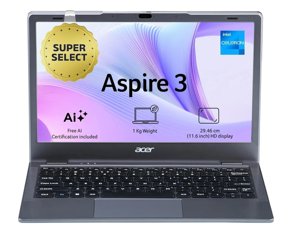 Acer Aspire 3 A311-45 Thin & Light Laptop | Intel Celeron Dual Core | 8GB RAM | 256GB SSD | 11.6-Inch Display | Windows 11 Home | Steel Grey