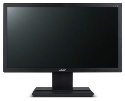 Acer V196HQL - 19 inch HD Monitor | VGA Port | Slim Bezzel | Mate Black With Stand, Power Cable and VGA Cable
