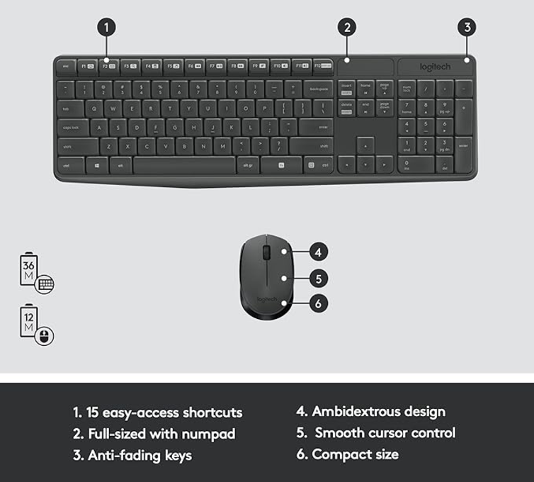 Logitech MK235 Wireless Keyboard and Mouse Combo (Open Box, New, Testing Warranty)