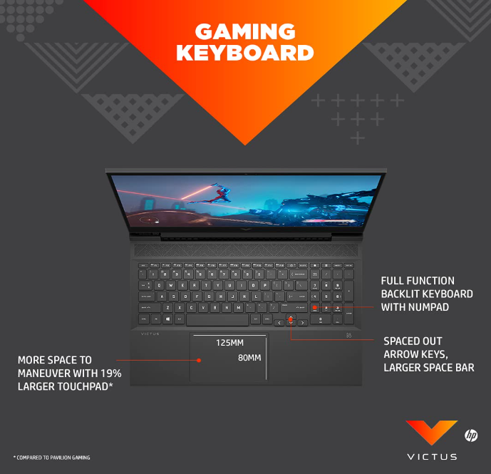 HP Victus Gaming Ryzen 7 5800H 8 Cores Processor Beats i7 13th Gen (8GB Ram/256gb SSD/6GB Nvidia Geforce RTX 3060 Graphics/ 16 Inch FHD+ 144HZ Display) With Surprise Gifts